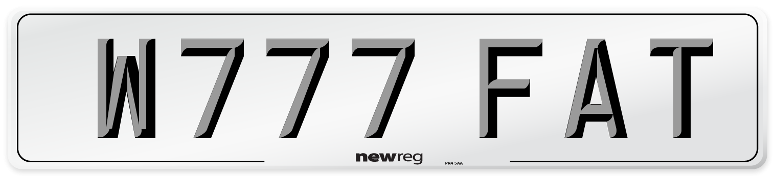 W777 FAT Number Plate from New Reg